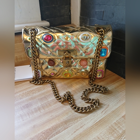 Kurt Geiger Gold Crossbody Bag with Jewel Accents - Picture 4 of 12